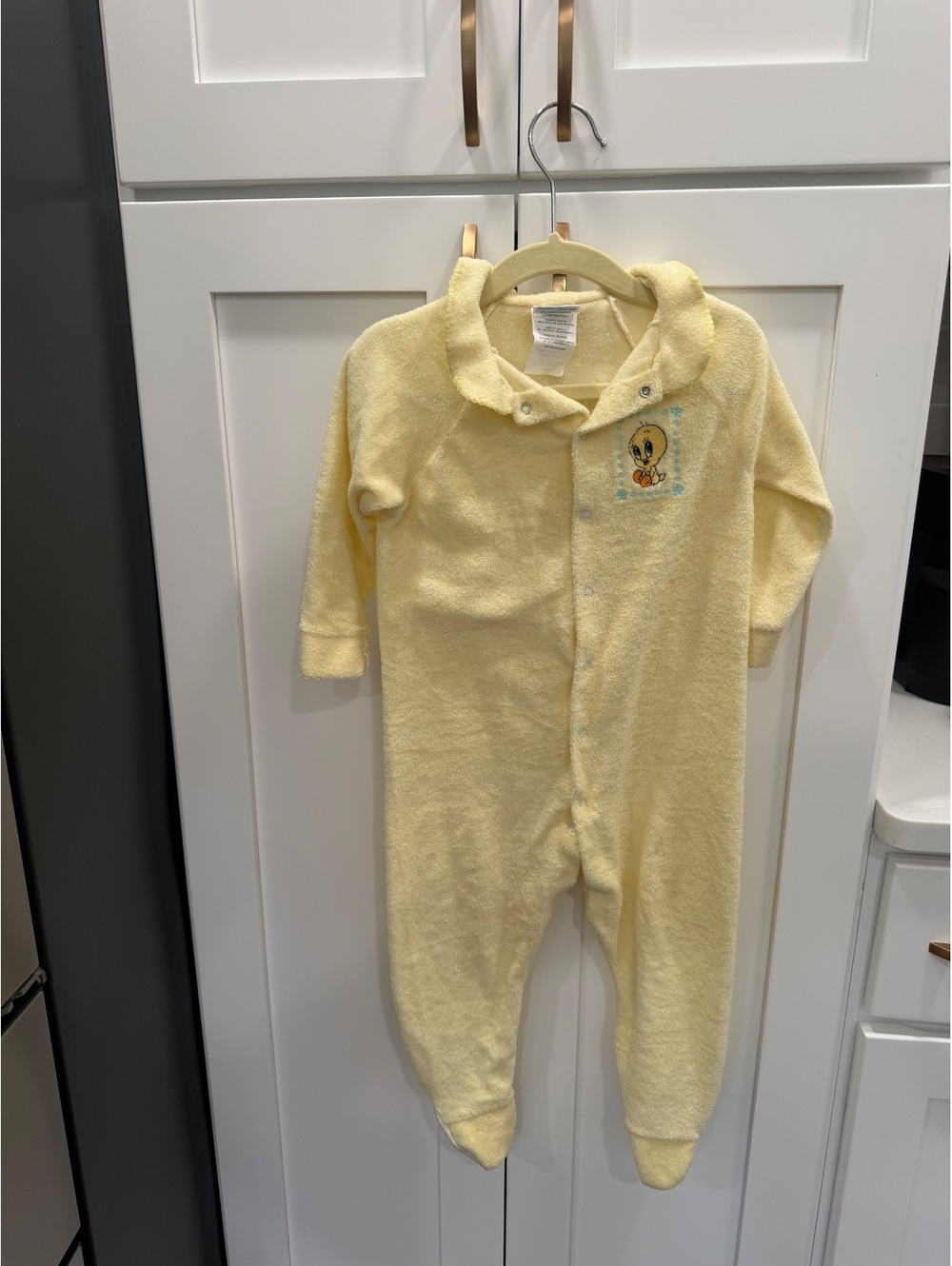 Vintage Looney Tunes Tweety Fleece Footed Pajamas Size 24 months